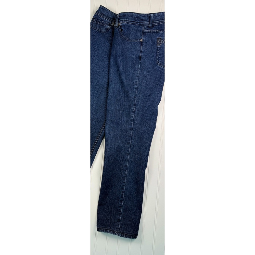 Chico's Jeans Womens Size 1.5 Regular Straight Leg Dark Wash Stretch Denim - Picture 16 of 16